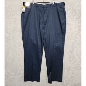 Haggar Iron Free Premium Khaki‎ Classic Fit Flat Pant 42 x 32 NEW Dark Navy